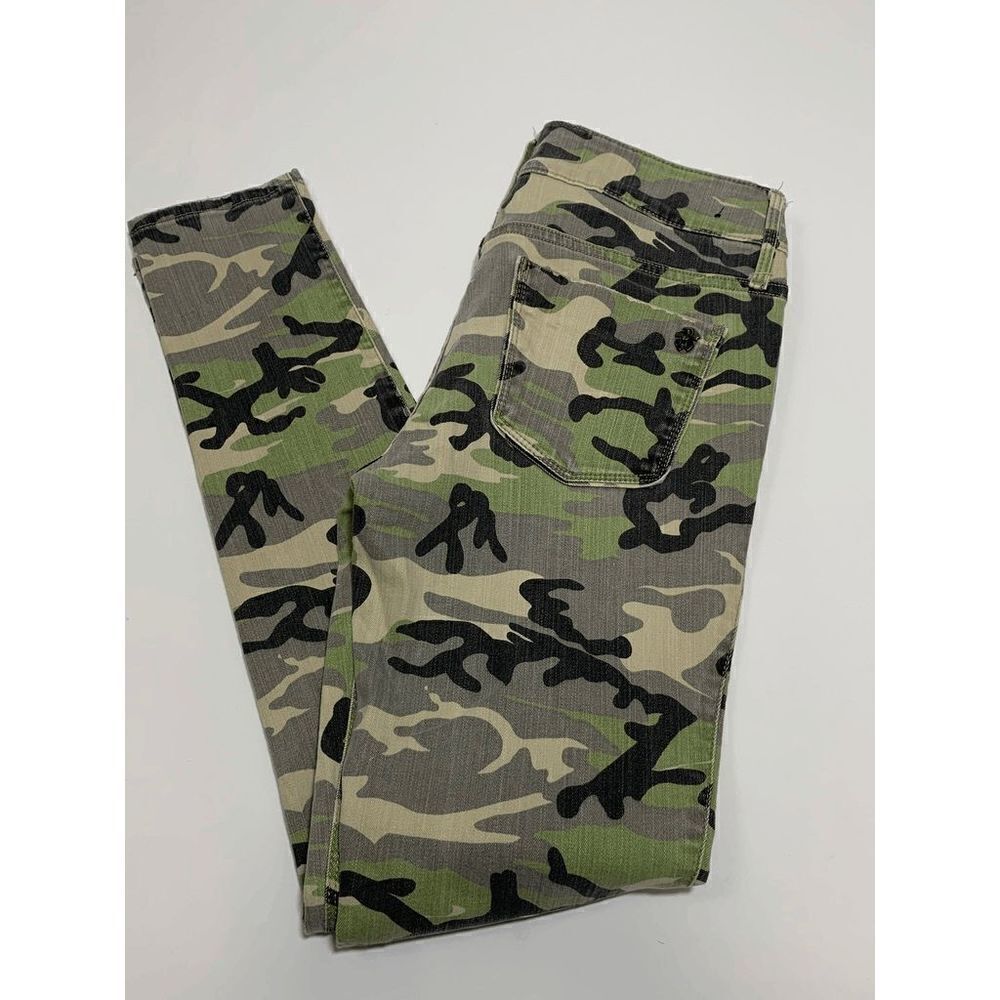 Black Orchid Womens Vintage Camo Denim Pants Skinny Green Size 27